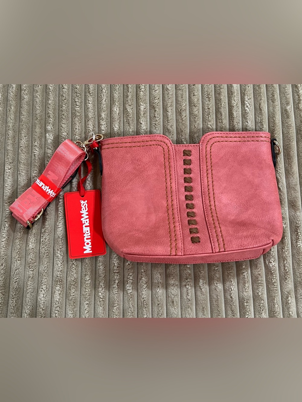 NWT Montana West Pink Western Crossbody Bag with Whipstitch Detail